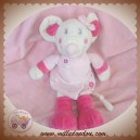 VETIR SOS DOUDOU SOURIS BLANCHE ROBE ROSE FLEUR