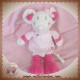 VETIR SOS DOUDOU SOURIS BLANCHE ROBE ROSE FLEUR