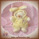 NICOTOY SOS DOUDOU OURS ECRU DEGUISE EN LAPIN JAUNE 20 CM