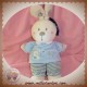 NICOTOY DOUDOU LAPIN ECRU BLEU ABC 20 cm SOS