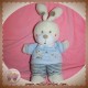 NICOTOY DOUDOU LAPIN ECRU BLEU ABC 20 cm SOS