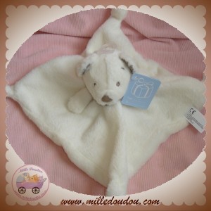 NICOTOY DOUDOU OURS POIL PLAT BLANC BANADANA TAUPE TEDDY SOS