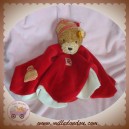 STEIFF DOUDOU OURS PLAT ECRU ROUGE SOS