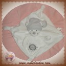 NICOTOY DOUDOU OURS PLAT BLANC BONNET RAYE GRIS SOS