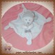 NICOTOY DOUDOU OURS PLAT BLANC BONNET RAYE GRIS SOS