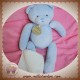 DOUDOU ET COMPAGNIE OURS BLEU MOUCHOIR ECRU TATOO