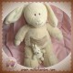 NICOTOY DOUDOU LAPIN ECRU POCHE BEBE RAYE BEIGE SOS