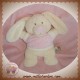 NICOTOY DOUDOU LAPIN ECRU QUASI PLAT PULL ROSE SOS