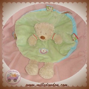 NICOTOY DOUDOU OURS BOUCLETTE BEIGE PLAT OVAL VERT SOS