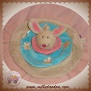 MANHATTAN TOY DOUDOU LAPIN PLAT ROND BLEU ROSE TAUPE SOS