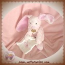 DOUDOU ET COMPAGNIE SOS LAPIN ROSE MOUCHOIR BLANC 18 cm