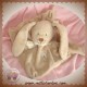 NICOTOY DOUDOU LAPIN PLAT BEIGE ECHARPE ECRU SOS