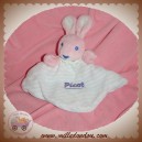 PICOT DOUDOU LAPIN MARIONNETTE PLAT RAYE ROSE SOS