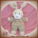 NICOTOY DOUDOU LAPIN ECRU QUASI PLAT BEIGE ROND SOS