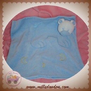 GIFI DOUDOU OURS POLAIRE PLAT BLEU LUNE SOS