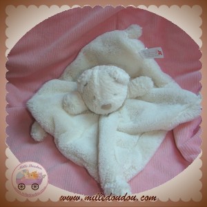 NICOTOY DOUDOU OURS PLAT BLANC BANADANA MARRON TEDDY SOS