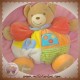 KALOO DOUDOU OURS BEIGE BOULE EVEIL COEUR ROND ORANGE JAUNE SOS