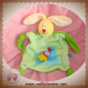 TAF TOYS DOUDOU LAPIN JAUNE PLAT VERT SOS