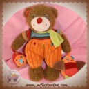 NICOTOY DOUDOU OURS MARRON PANTALON COTELE ORANGE NATURE SOS