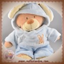 NICOTOY DOUDOU OURS BEIGE DEGUISE EN LAPIN BLEU 30 cm SOS