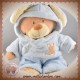 NICOTOY DOUDOU OURS BEIGE DEGUISE EN LAPIN BLEU 30 cm SOS