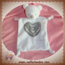 IKKS DOUDOU OURS PLAT BLANC GRIS TOUT DOUX