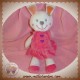 NICOTOY DOUDOU LAPIN BLANC ROBE ROSE COEUR SOS