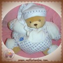 KALOO DOUDOU OURS BOULE SALOPETTE COEUR BLEU SOS