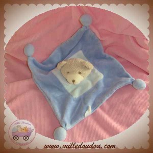 SABIDUC DOUDOU OURS PLAT BLEU CLAIR SOS