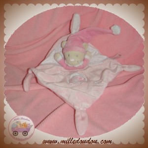 NICOTOY DOUDOU OURS BEIGE PLAT ROSE LIT OISEAU SOS