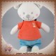 NICOTOY SOS DOUDOU OURS BLANC HABIT ROUGE BLEU