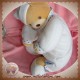 KALOO DOUDOU OURS BEIGE CORPS BLANC COEUR BLEU SOS