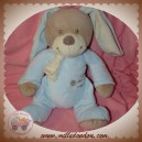 NICOTOY DOUDOU LAPIN TAUPE MARRON BLEU COUTURE SOS