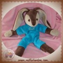 ANIMA DOUDOU LAPIN MARRON PLAT BLEU ANIMADOO SOS