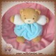 KALOO DOUDOU OURS CORPS PLUME BLEU TURQUOISE BLANC SOS