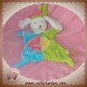 PLUSH COMPANY SOS DOUDOU LAPIN BLANC PLAT BLEU VERT NOEUD BONNET