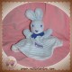 PICOT DOUDOU LAPIN MARIONNETTE PLAT RAYE BLEU SOS