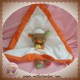 MINITOYS DOUDOU MOUTON PLAT TRIANGLE BLANC ORANGE SOS