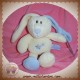 GIPSY SOS DOUDOU LAPIN ECRU FLEUR BLEU HOCHET