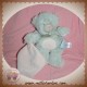 BABYNAT DOUDOU OURS BOUCLETTE GRIS MOUCHOIR ROSE SOS