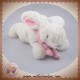 DOUDOU ET COMPAGNIE LAPIN BONBON ALLONGE BLANC ROSE 16 cm SOS