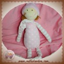 SOS DOUDOU POUPEE EN TISSU ROSE A POIS RAYE NOEUD AUX JAMBES