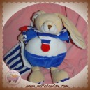 DOUDOU ET COMPAGNIE SOS LAPIN ECRU BLEU MARIN MOUCHOIR DC2163