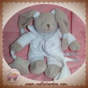 DOUDOU ET COMPAGNIE SOS LAPIN GRIS BLANC MOUCHOIR CELESTE DC2400