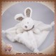 NICOTOY SIMBA DOUDOU LAPIN PLAT BLANC TAUPE FOULARD POIL BOUCLETTE SOS