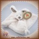 NICOTOY SIMBA DOUDOU LAPIN PLAT BLANC TAUPE FOULARD POIL BOUCLETTE SOS