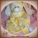 KIMBALOO SOS DOUDOU CHIEN LAPIN PLAT RAYE JAUNE BEIGE NOEUD PAPILLON