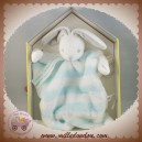 KALOO SOS DOUDOU LAPIN BLANC PLAT RAYE BLEU PASTEL