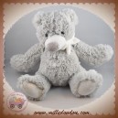 ENESCO SOS DOUDOU OURS GRIS ECHARPE NOEUD BLANC