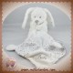 POMMETTE SOS DOUDOU LAPIN BLANC MOUCHOIR ROND GRIS BEBE